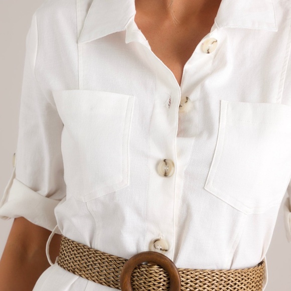 Red Dress Reach Land's End Ivory Button Down Shirt Dress Size LL / White - Picture 2 of 3